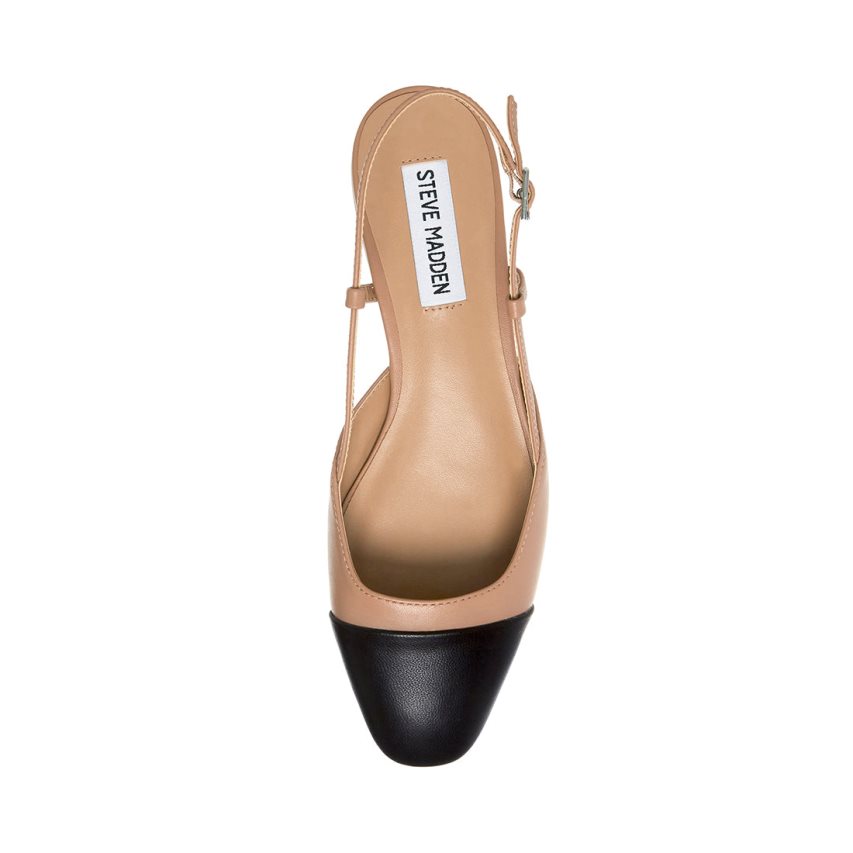 Beige / Black Steve Madden Belinda Leather Women's Mules | ZYFDP4837