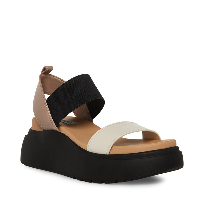 Beige / Black / White Steve Madden Cruise Women's Platform Sandals | YJWA120149