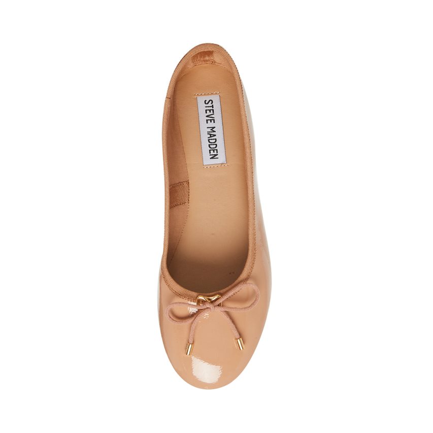 Beige Steve Madden Blossoms Patent Women's Ballet Flats | F12ODY1096