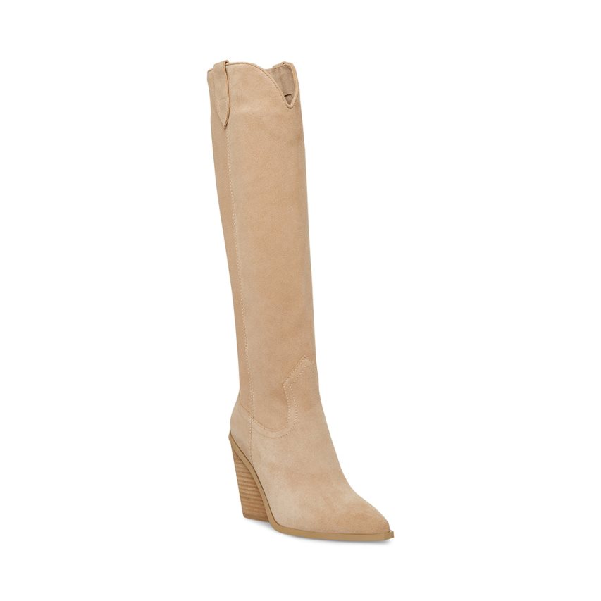 Beige Steve Madden Brondy Suede Women's Knee-high Boots | YKXPG0952