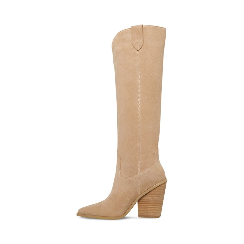 Beige Steve Madden Brondy Suede Women's Knee-high Boots | YKXPG0952