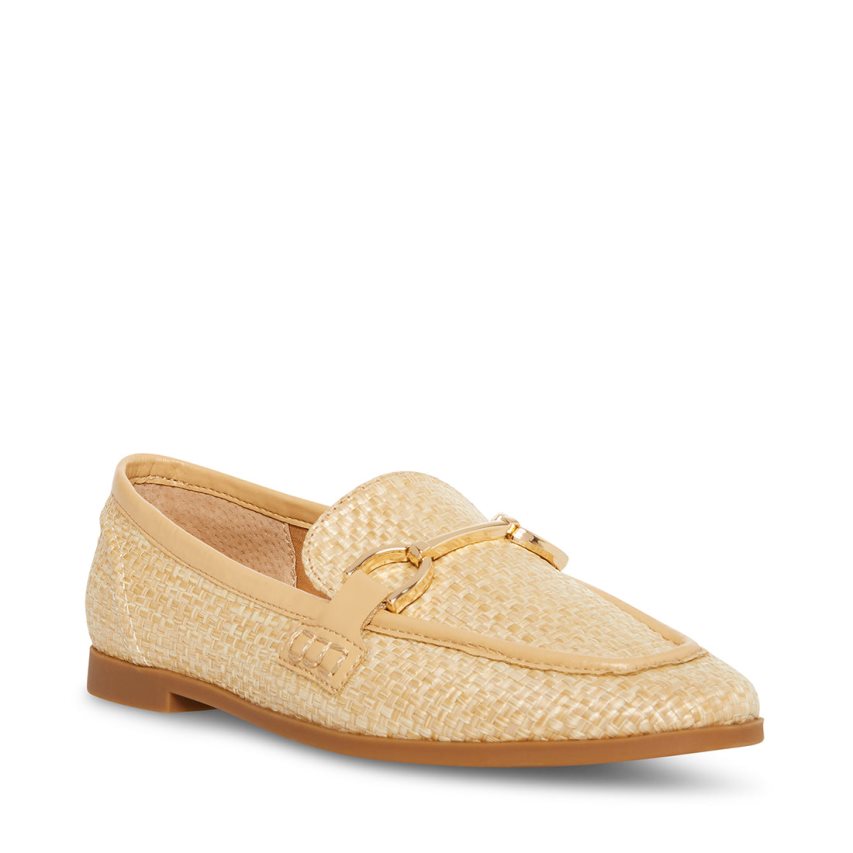 Beige Steve Madden Carrine Raffia Women's Loafers | WEBXG5018