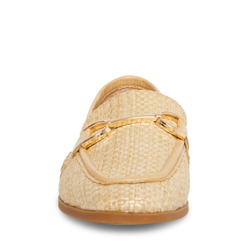 Beige Steve Madden Carrine Raffia Women's Loafers | WEBXG5018