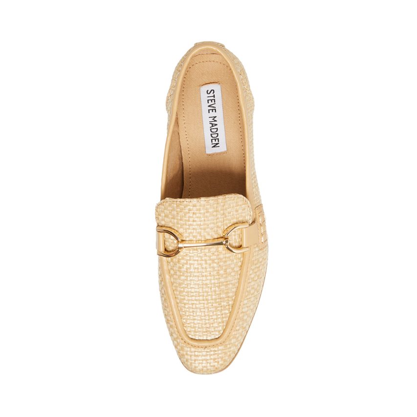 Beige Steve Madden Carrine Raffia Women's Loafers | WEBXG5018