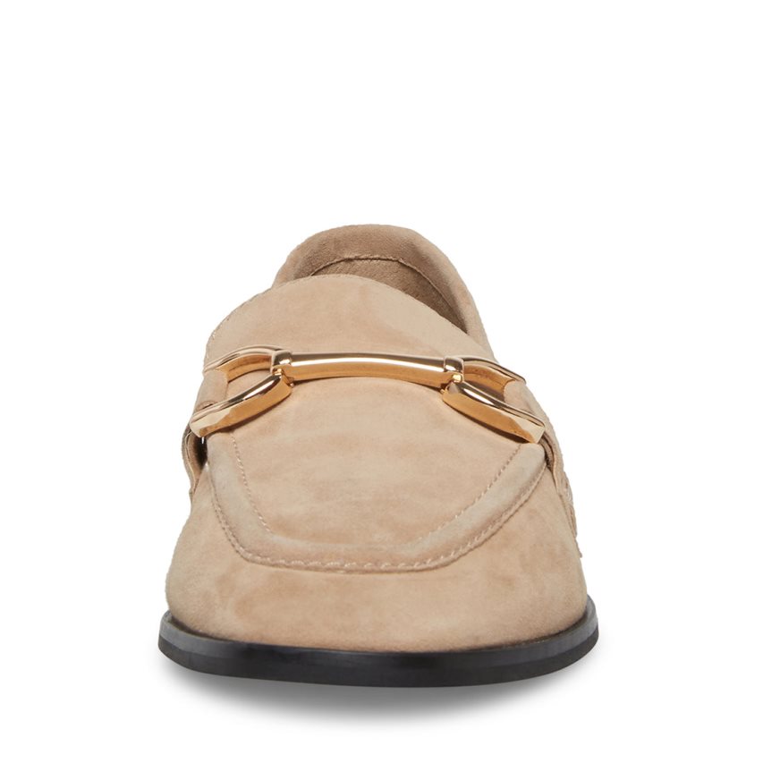 Beige Steve Madden Carrine Suede Women's Loafers | UDHFZ4531