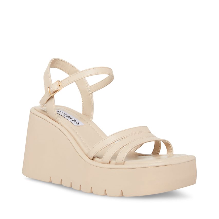 Beige Steve Madden Dane Women's Platform Sandals | SUTBY1578