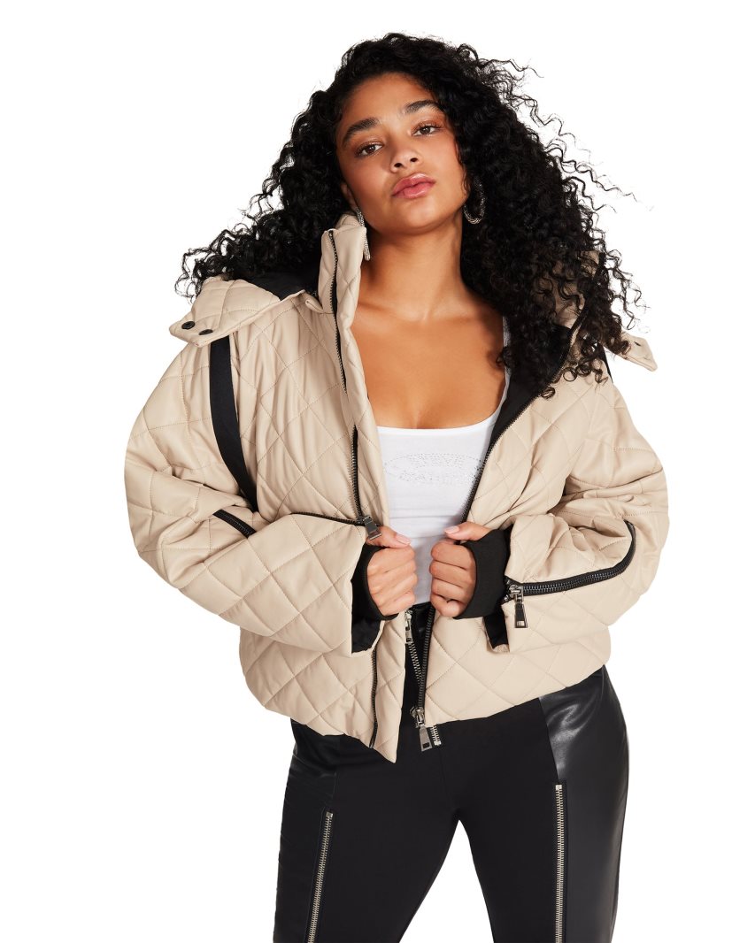 Beige Steve Madden Hayle Women's Jackets | AEKNB7938