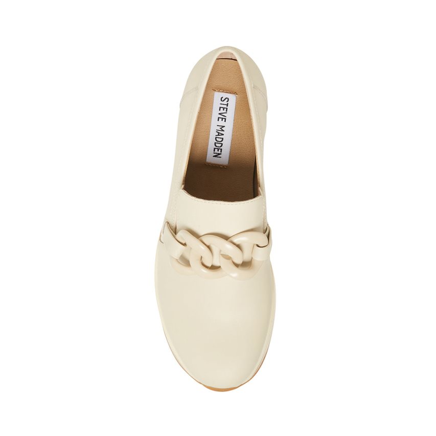 Beige Steve Madden Haze Leather Women's Platform Shoes | YKXLB5796