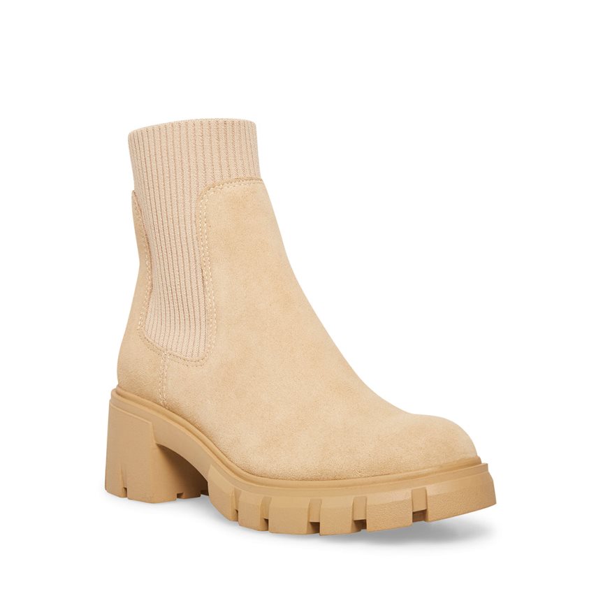 Beige Steve Madden Hutch Suede Women's Ankle Boots | NTUJP7516