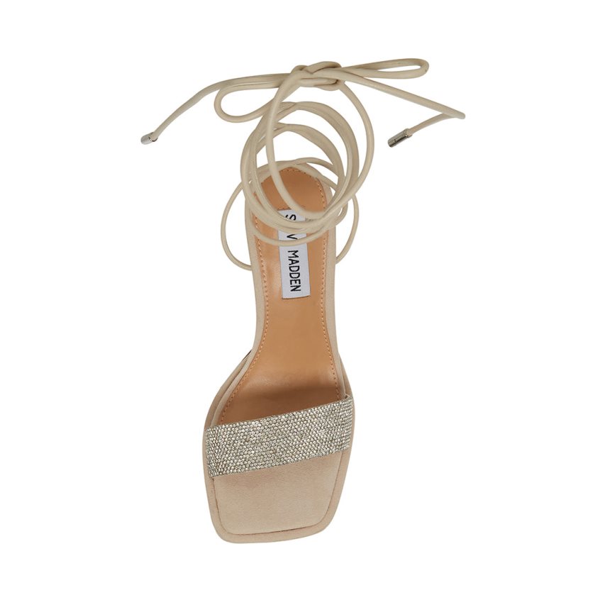 Beige Steve Madden Karly Women's Heels Sandals | ZECVD6371