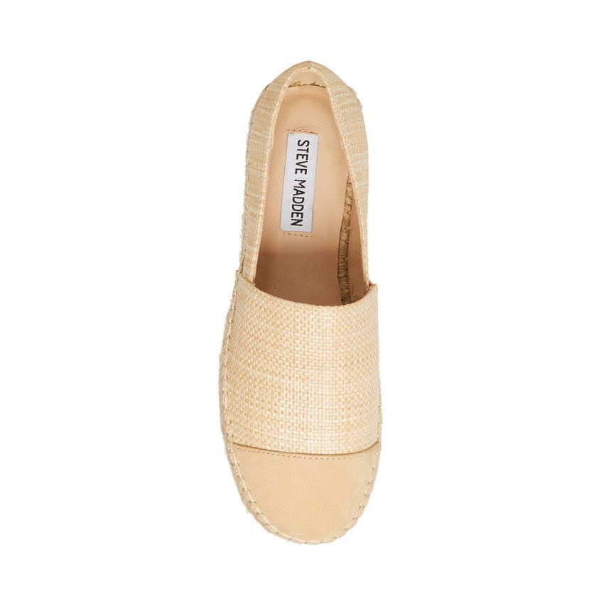 Beige Steve Madden Kitt Natural Raffia Women's Platform Shoes | CJNTK5132