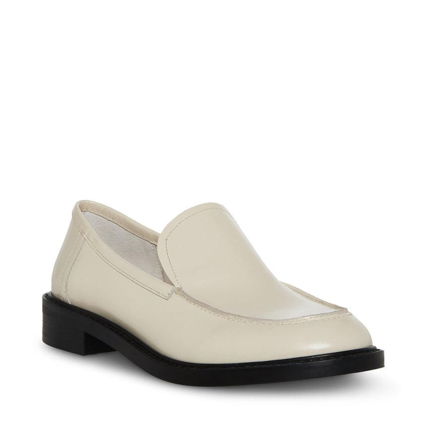 Beige Steve Madden Larusso Leather Women's Loafers | TBVOE0432