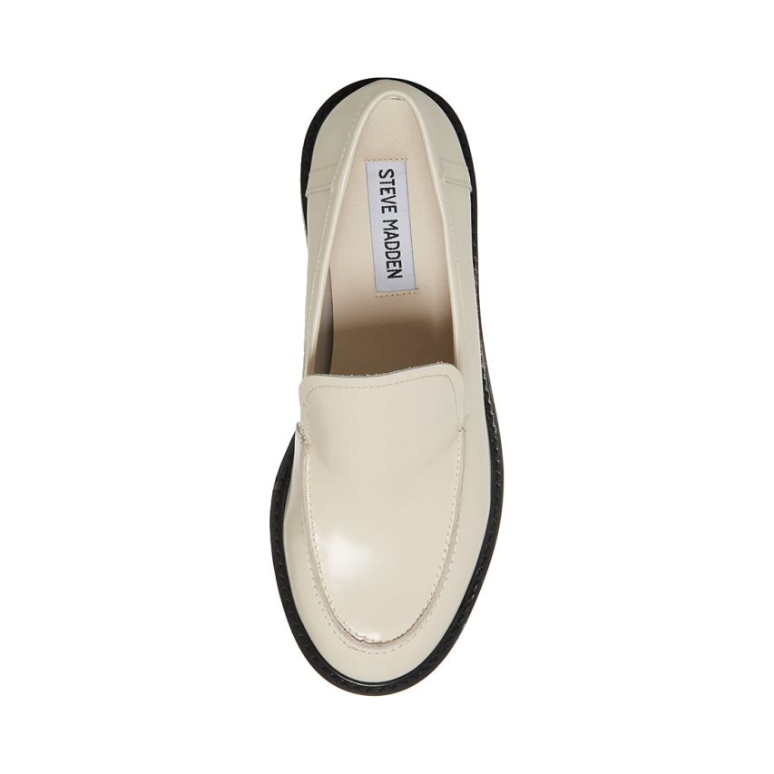 Beige Steve Madden Larusso Leather Women's Loafers | TBVOE0432