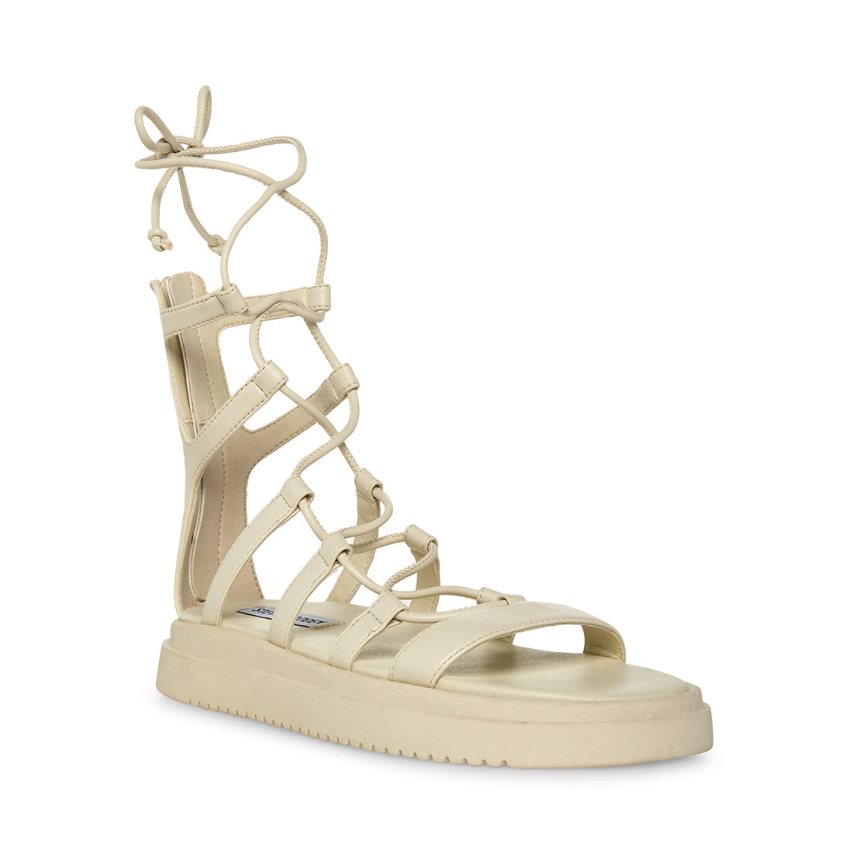 Beige Steve Madden Mel Women's Platform Sandals | TJO12M2739