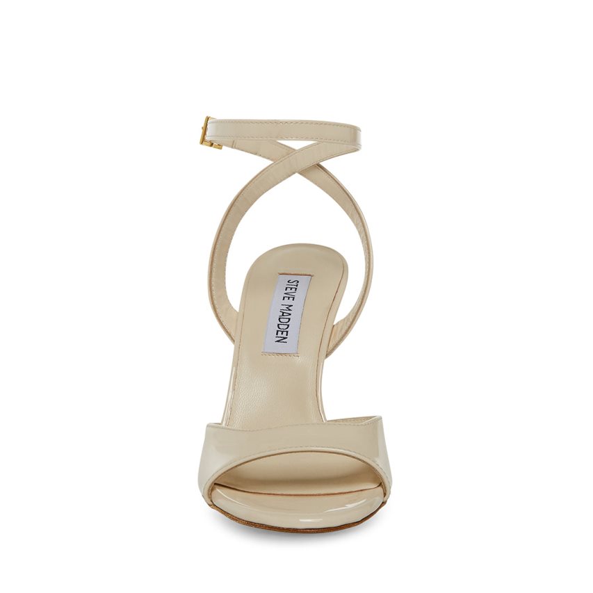 Beige Steve Madden Naryssa Patent Women's Heels Sandals | UOWFC7564