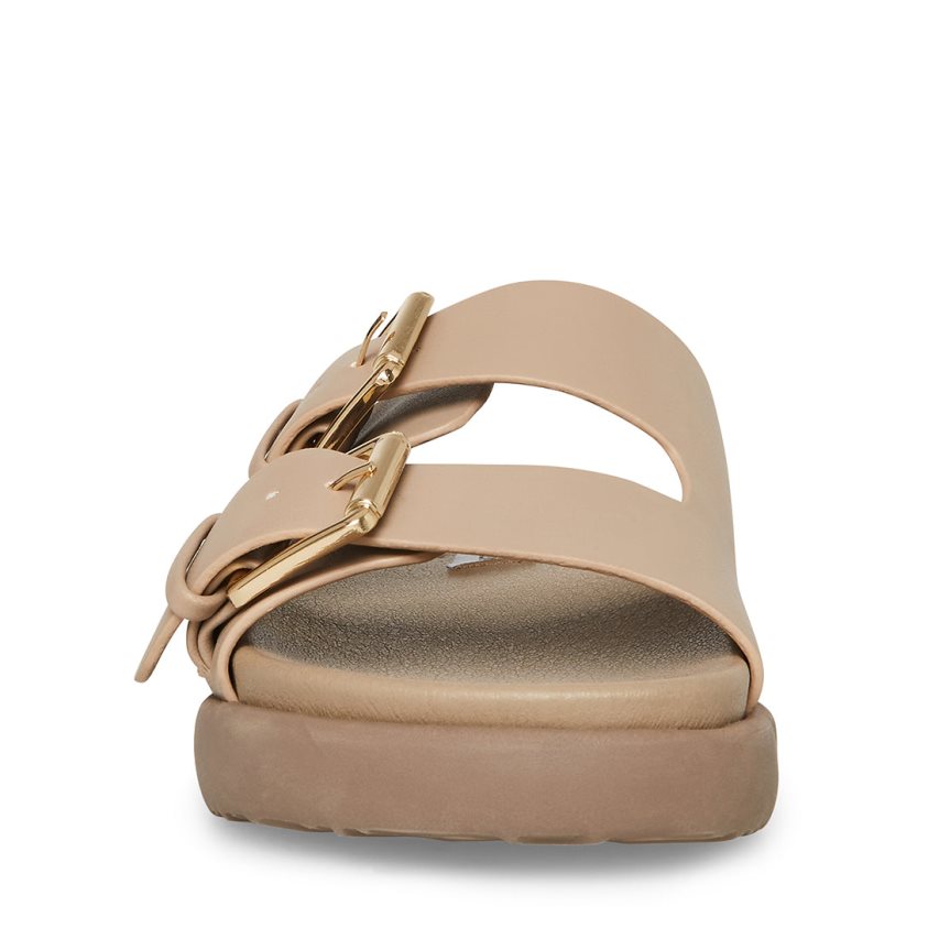 Beige Steve Madden Nevara Women's Slides | IMOYF0613