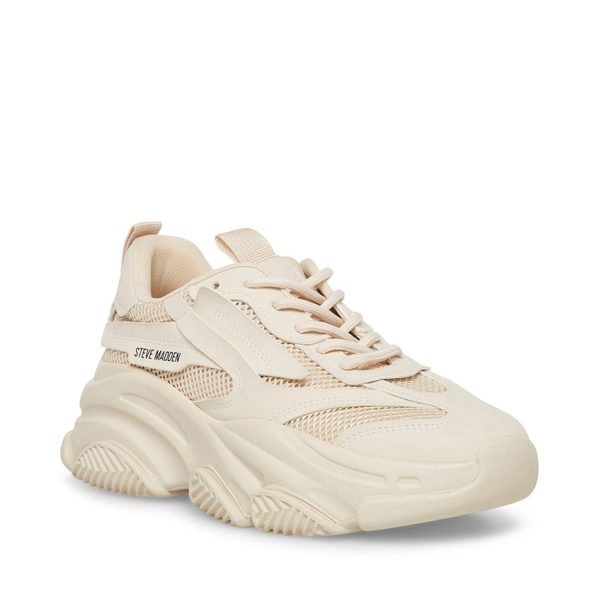 Beige Steve Madden Possession Women's Sneakers | XYJNL3492