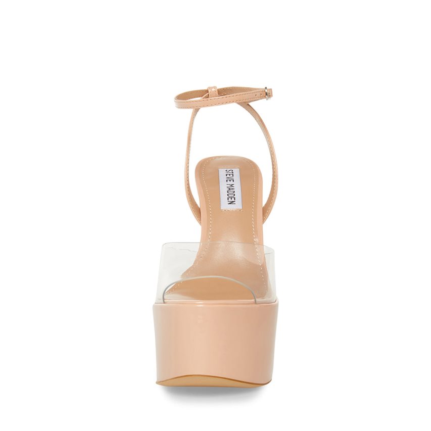 Beige Steve Madden Ria Women's Heels Sandals | AXCHI2681