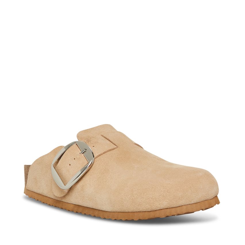 Beige Steve Madden Social Suede Women's Loafers | RAJGD9231