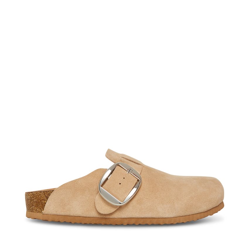 Beige Steve Madden Social Suede Women\'s Loafers | RAJGD9231