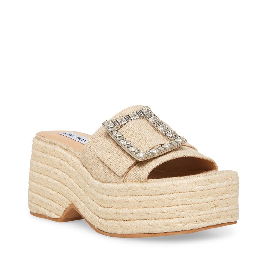 Beige Steve Madden Solana Natural Women's Platform Sandals | MITXN5461