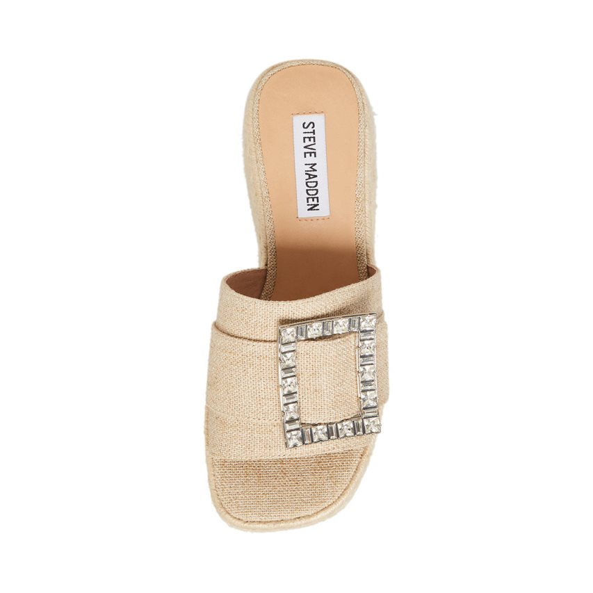 Beige Steve Madden Solana Natural Women's Platform Sandals | MITXN5461