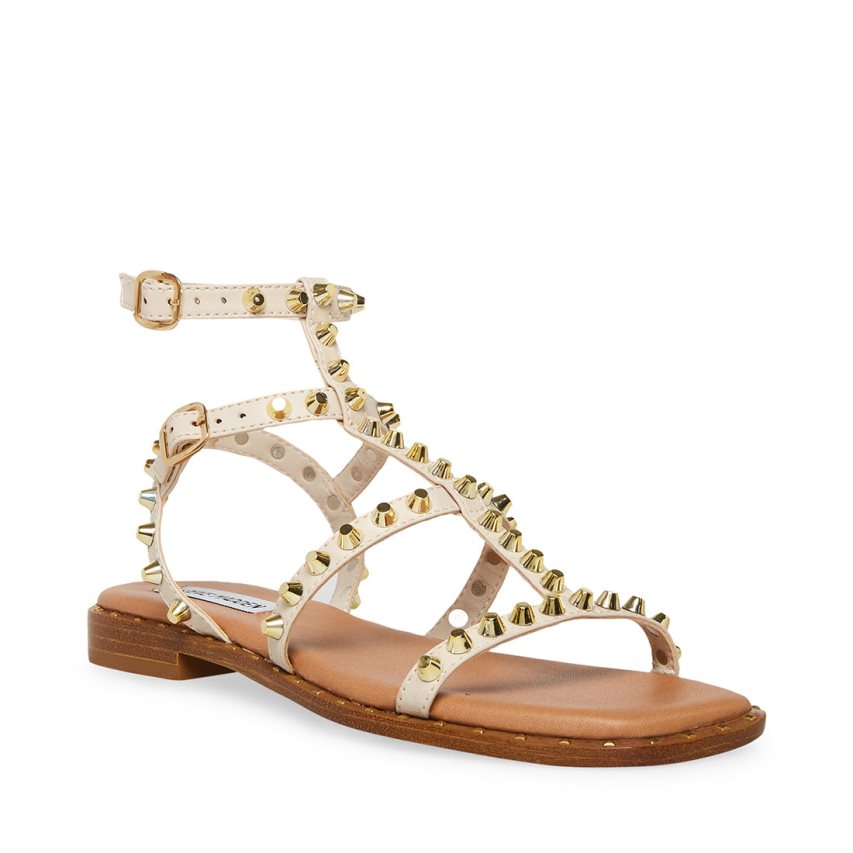 Beige Steve Madden Sunnie Women's Flat Sandals | NLOAE4938