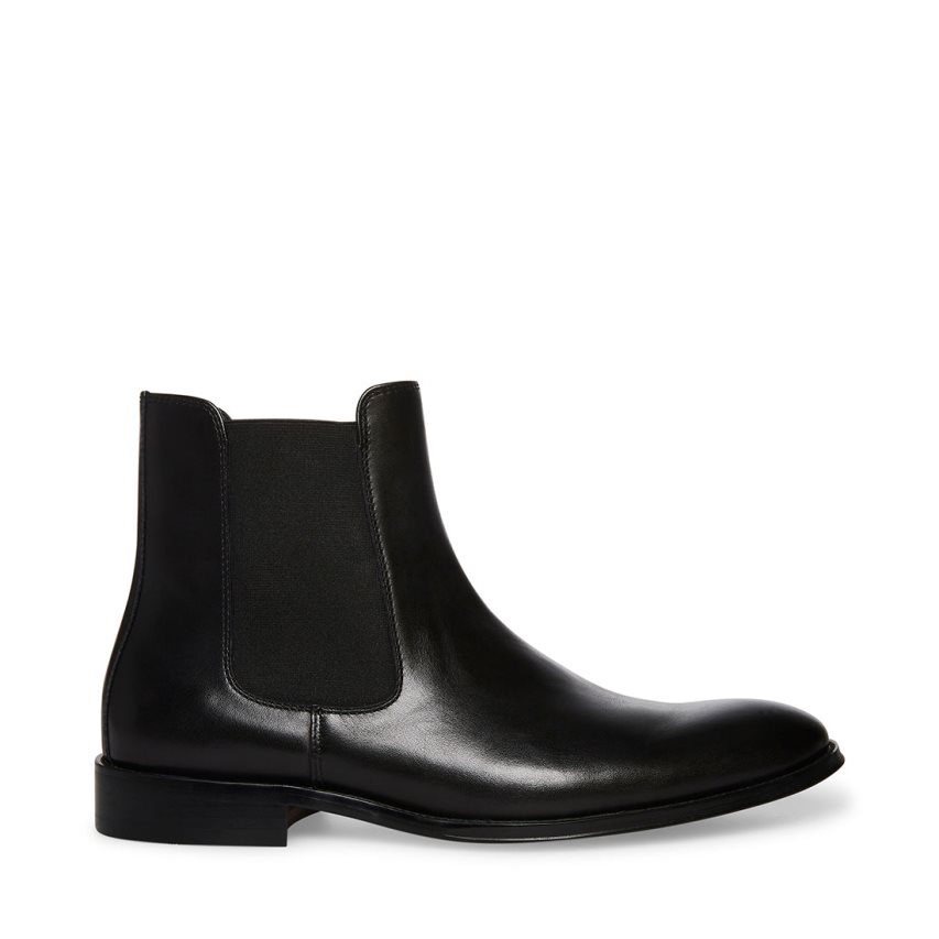 Black Steve Madden Adamo Leather Men\'s Chelsea Boots | KEDFW9830