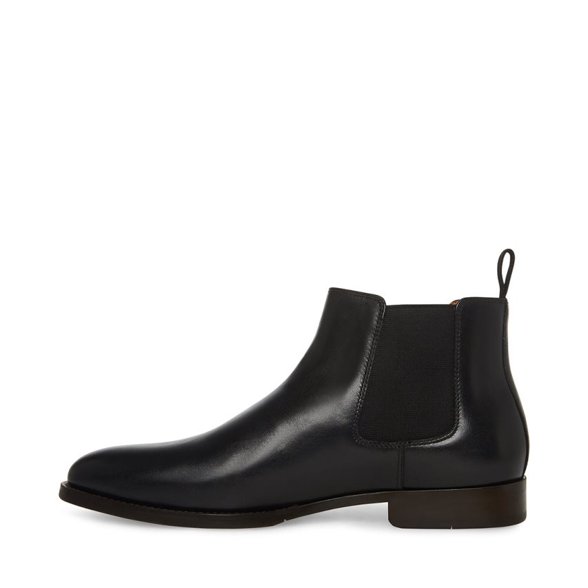 Black Steve Madden Agate Leather Men's Chelsea Boots | PLU12I2589