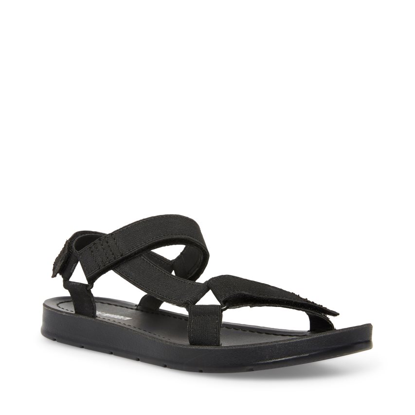 Black Steve Madden Ahenley Kids' Flat Sandals | ECJRL3572