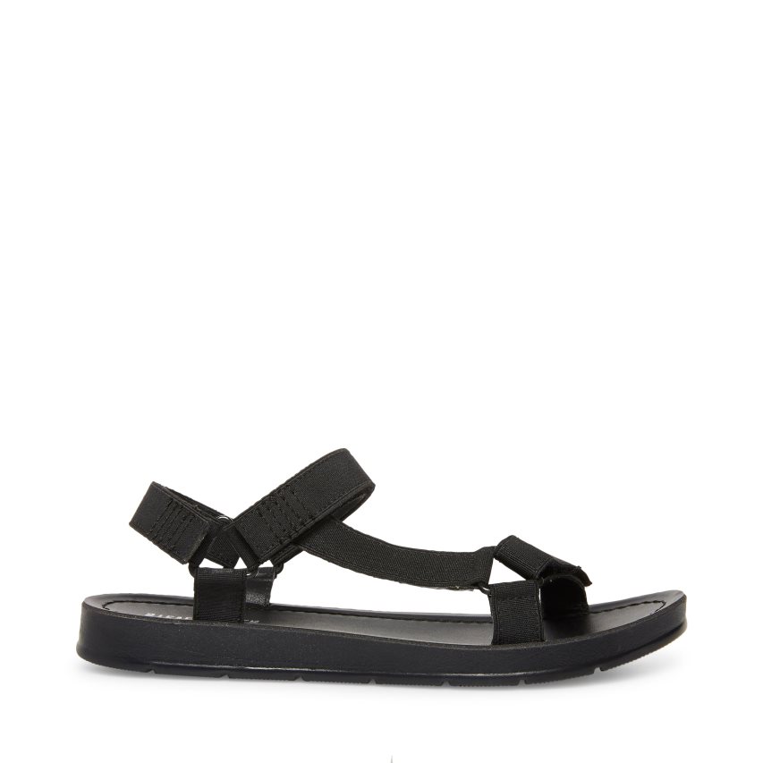 Black Steve Madden Ahenley Kids\' Flat Sandals | ECJRL3572