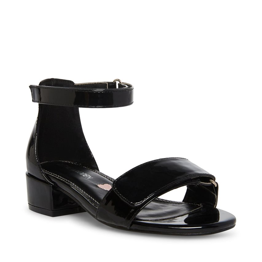 Black Steve Madden Airenne Patent Kids' Heels Sandals | AB12FL7250