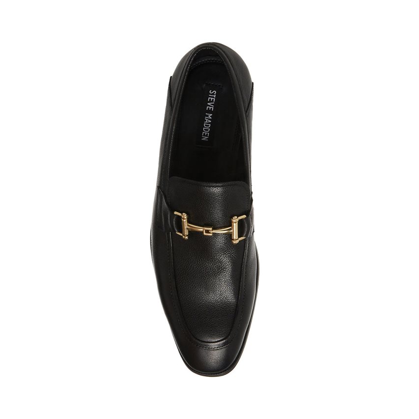 Black Steve Madden Archee Leather Men's Loafers | IXZ12B6950