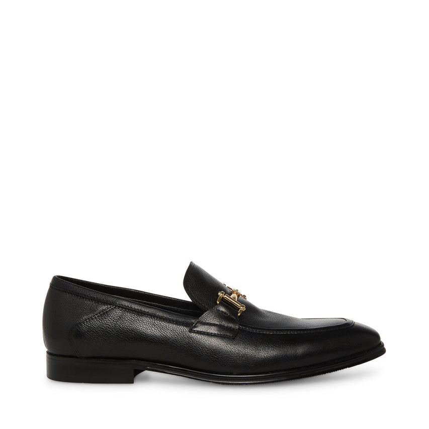 Black Steve Madden Archee Leather Men\'s Loafers | IXZ12B6950