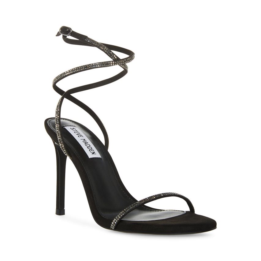 Black Steve Madden Aubrey Women's Heels Sandals | SDCEY7865