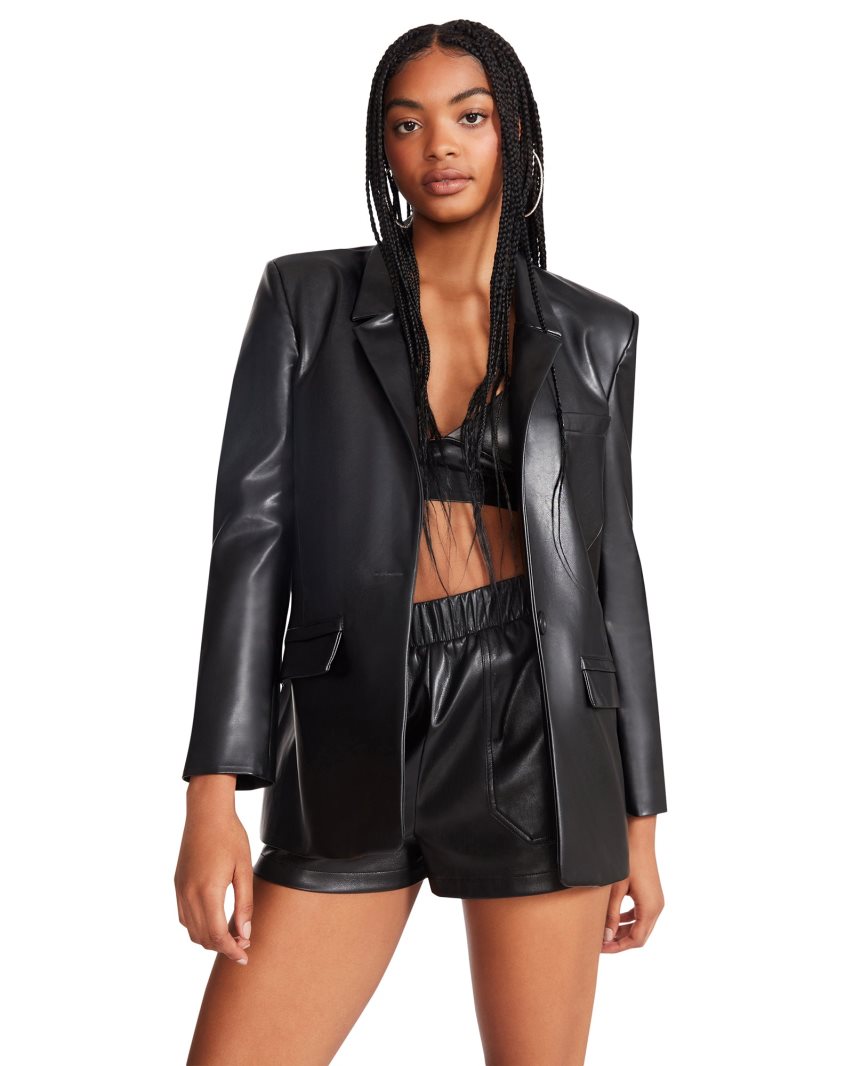 Black Steve Madden Audrey Women's Blazers | OLUIB2480