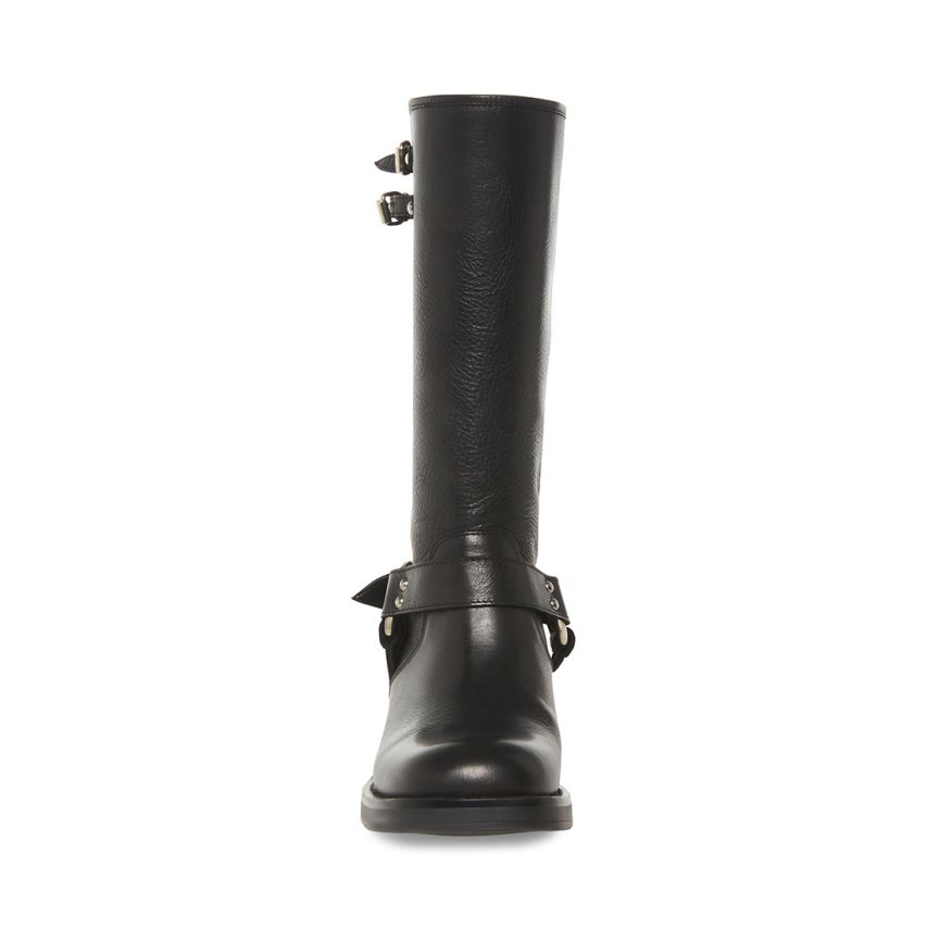 Black Steve Madden Axelle Leather Women's High Boots | HLVMU3542