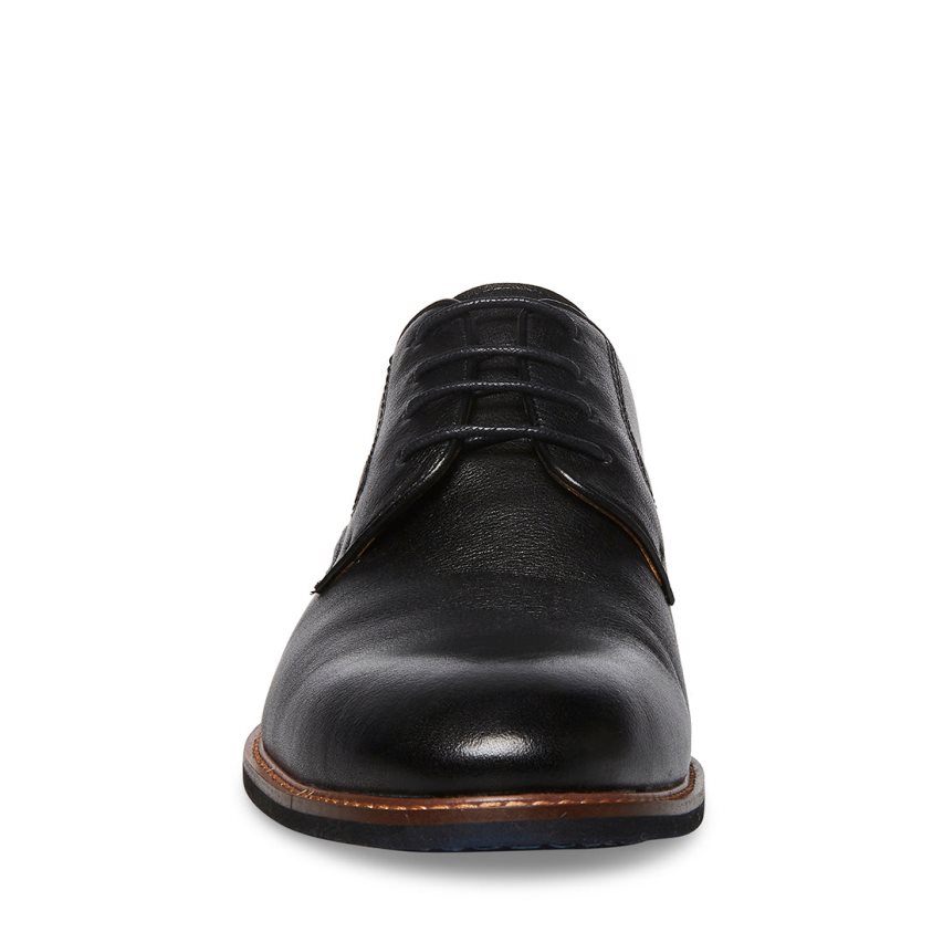 Black Steve Madden Bannon Leather Men's Derby Shoes | OHBXJ1763