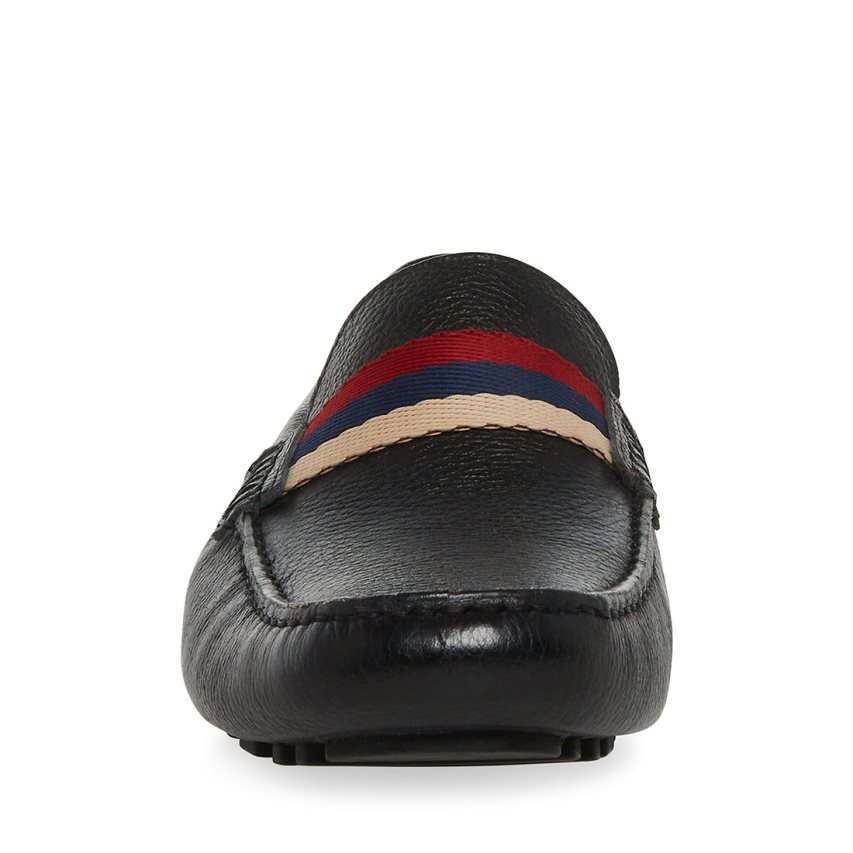 Black Steve Madden Baz Leather Men's Loafers | CBULN8425