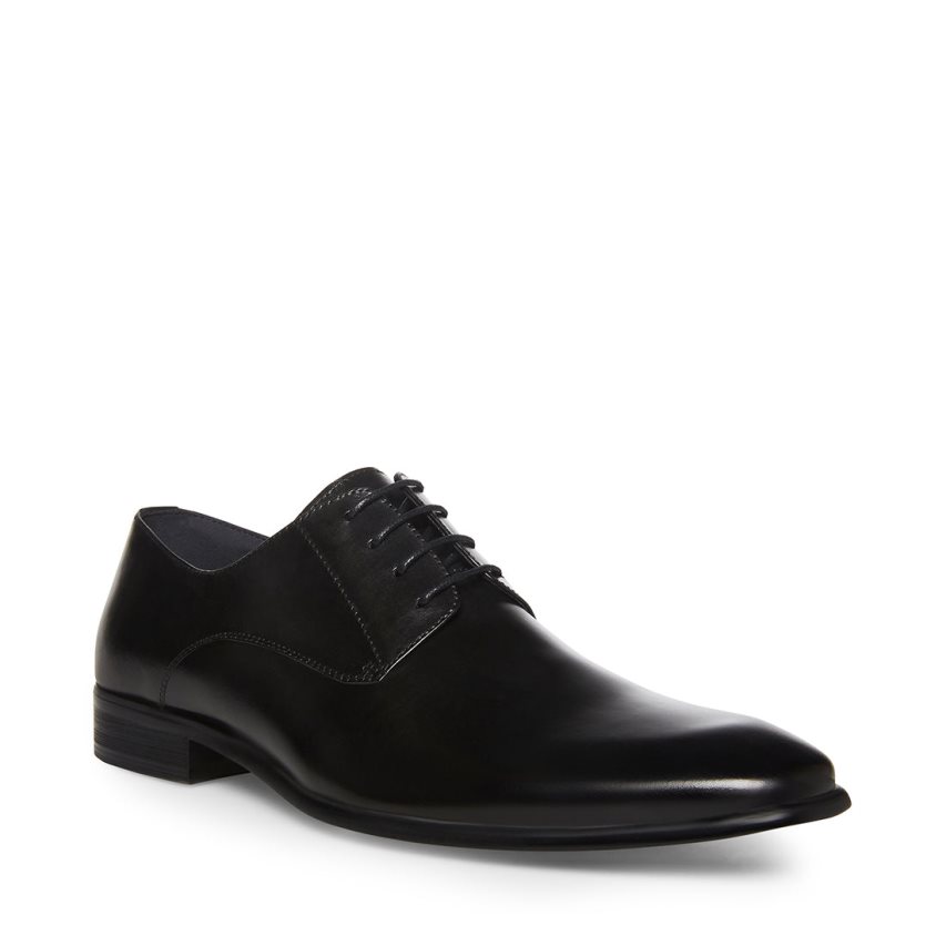 Black Steve Madden Beaux Leather Men's Derby Shoes | FPAHI0392