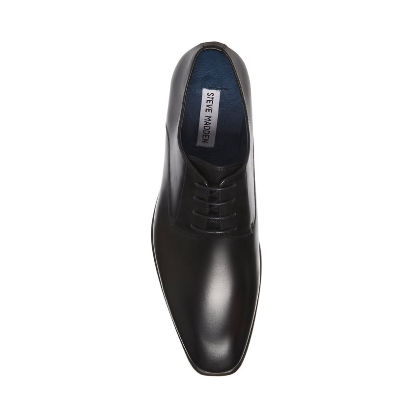 Black Steve Madden Beaux Leather Men's Derby Shoes | FPAHI0392