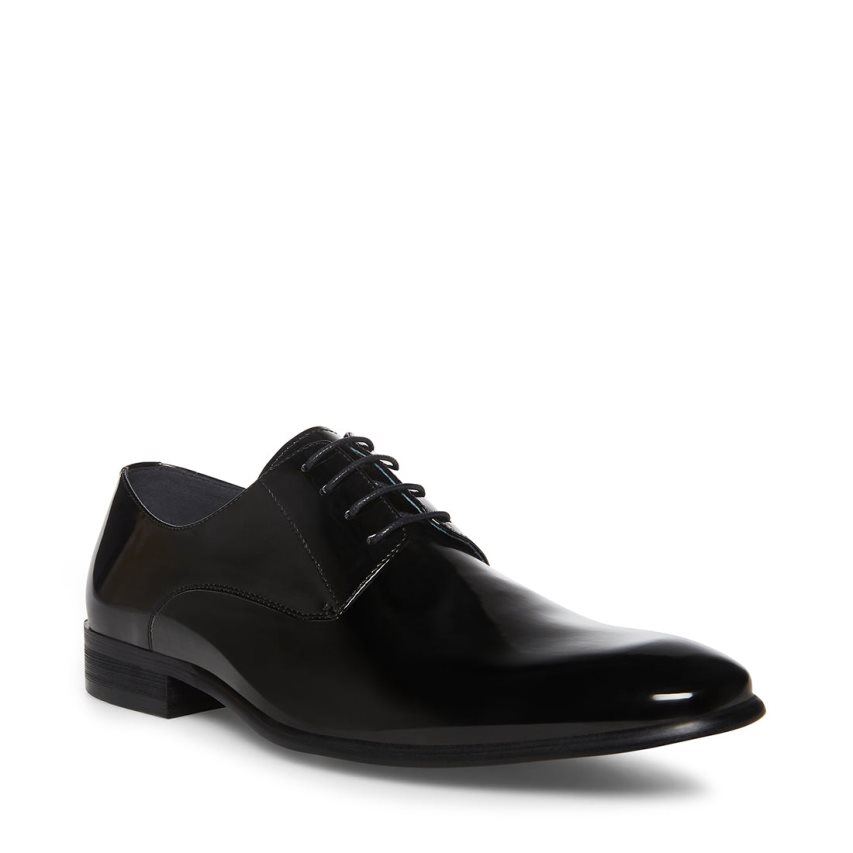 Black Steve Madden Beaux Patent Men's Derby Shoes | VXMEY0169