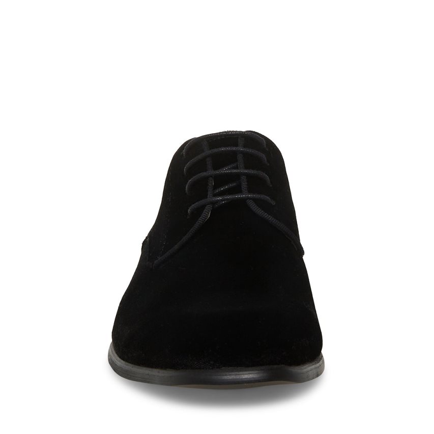 Black Steve Madden Beaux-v Velvet Men's Derby Shoes | KJRVT1534