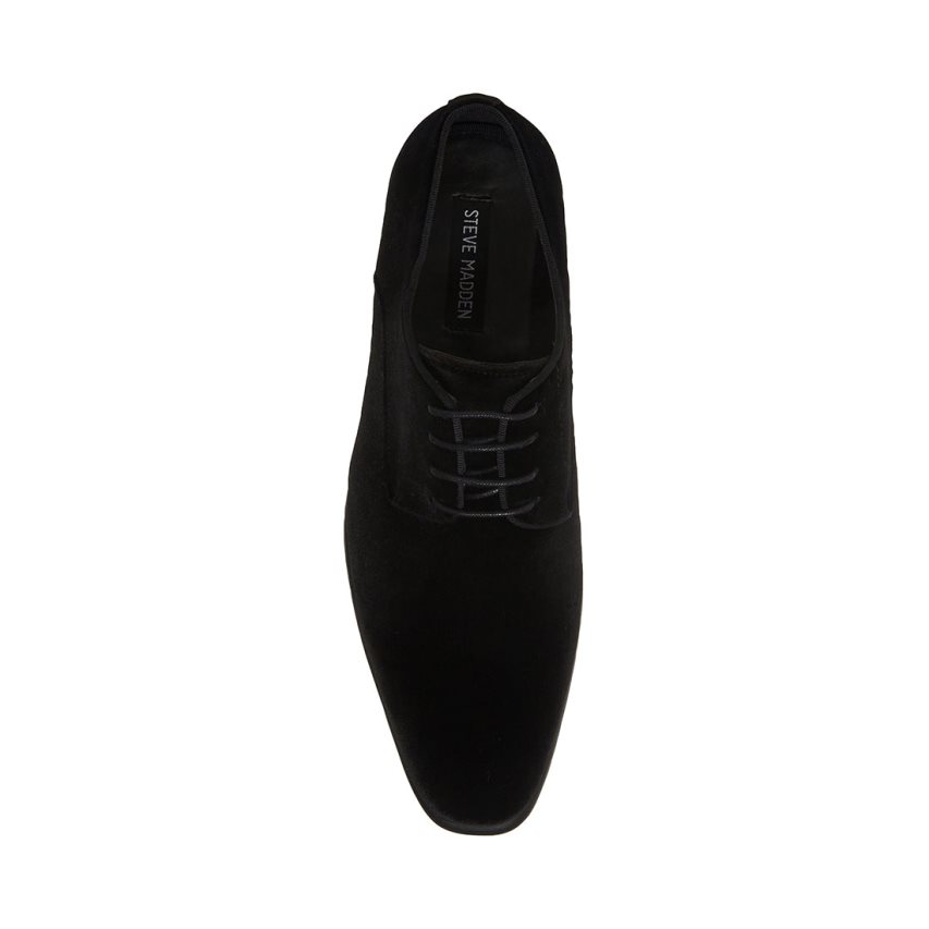 Black Steve Madden Beaux-v Velvet Men's Derby Shoes | KJRVT1534