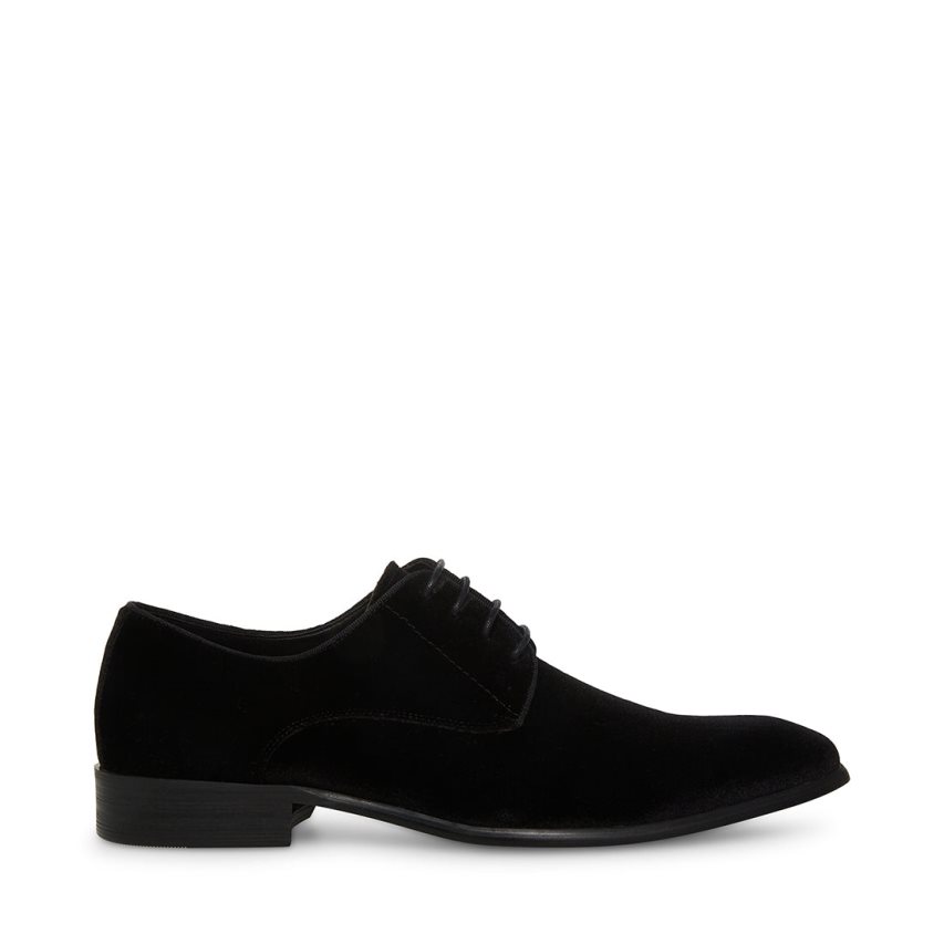 Black Steve Madden Beaux-v Velvet Men\'s Derby Shoes | KJRVT1534