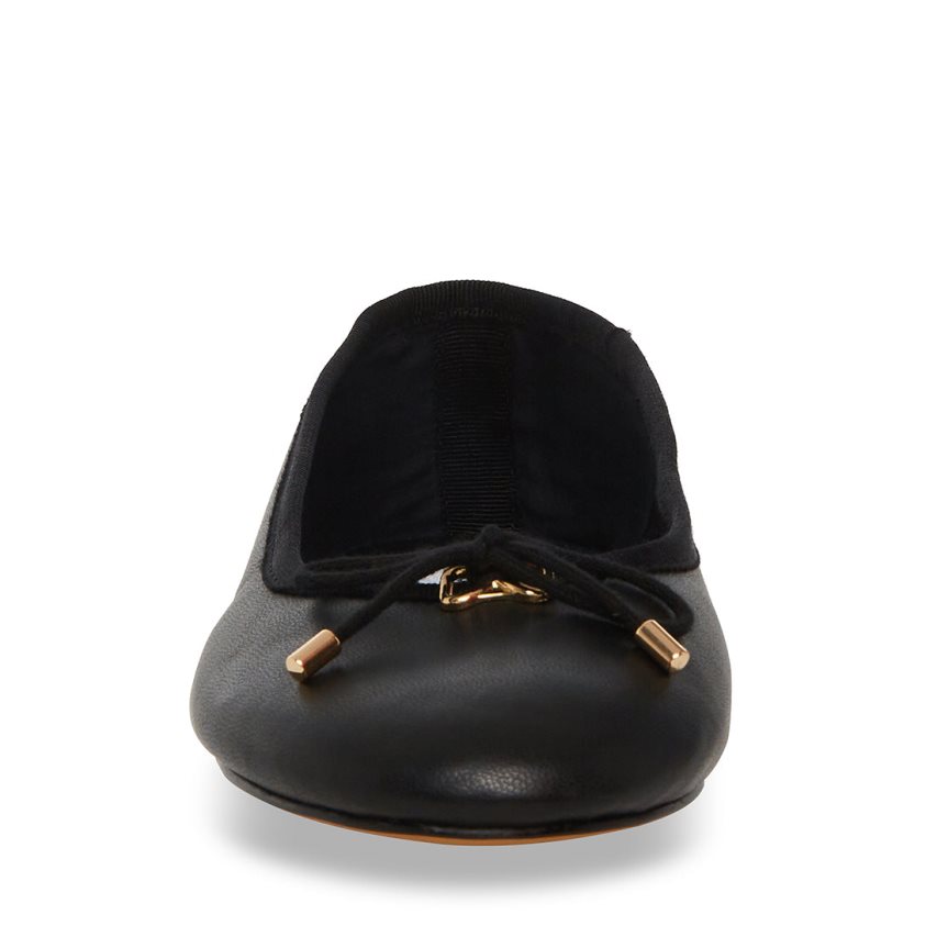 Black Steve Madden Blossoms Leather Women's Ballet Flats | DHAXW9854