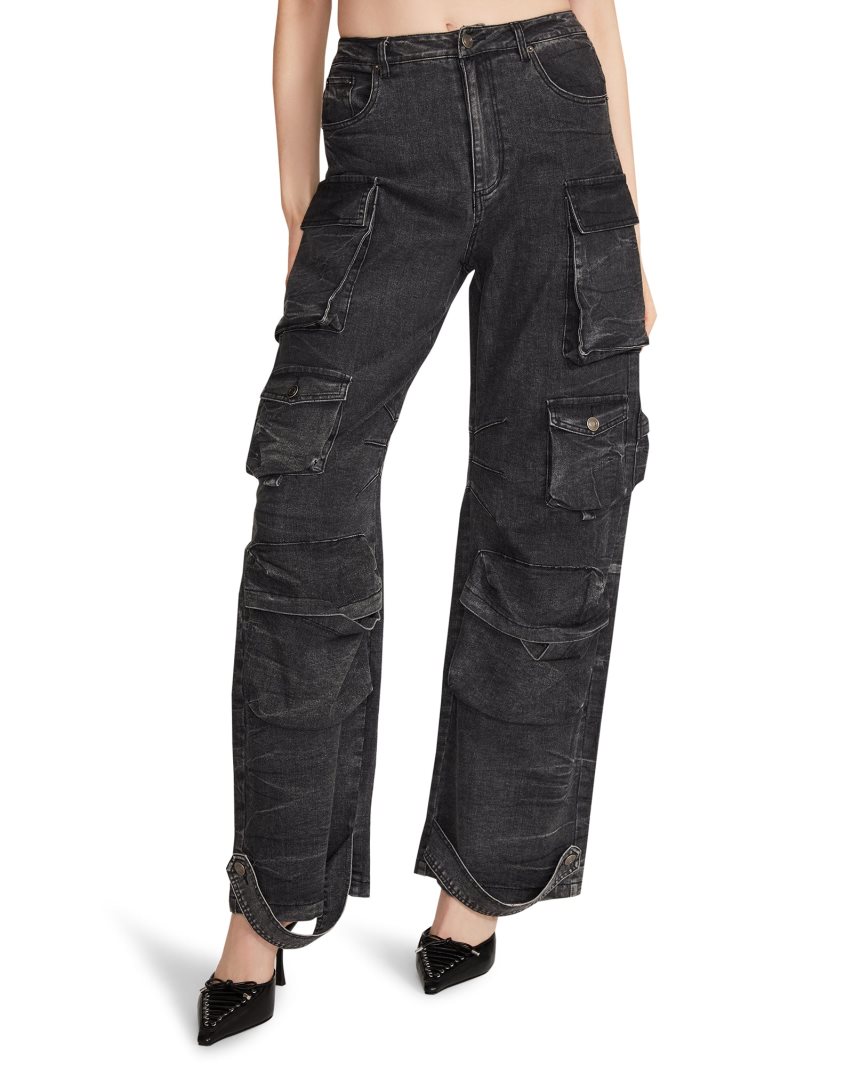 Black Steve Madden Brody Denim Women's Pants | GVDEP6157