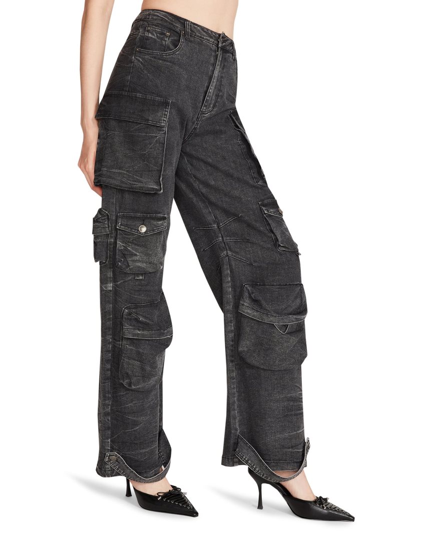 Black Steve Madden Brody Denim Women's Pants | GVDEP6157