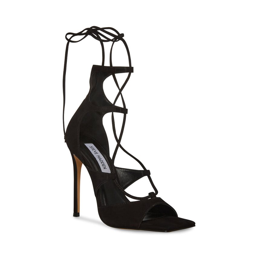 Black Steve Madden Carol Women's Heels Sandals | TNECP2364