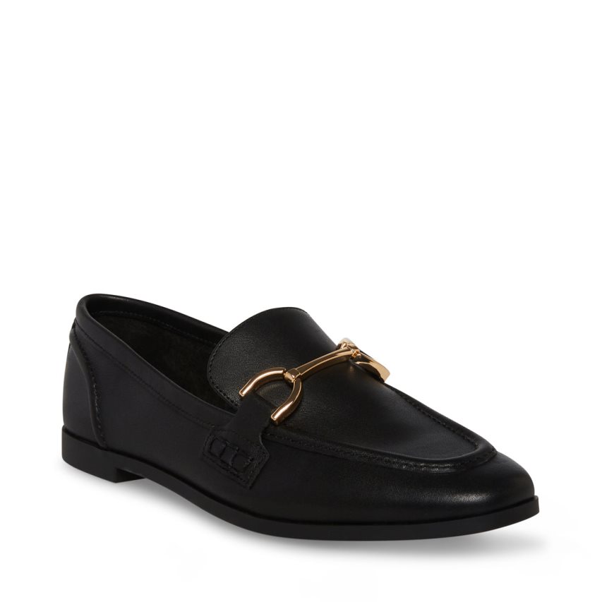 Black Steve Madden Carrine Leather Women's Loafers | UBKWI3605